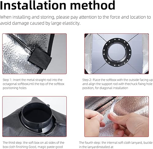 Miniatura 5 de Caja de luz rectangular de 23 x 35 de 23.6 x 35.4 in, doble difusor, instalación y extracción rápida, compatible con flash Bowens, luz continua,