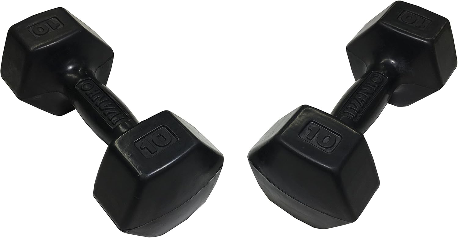 Ivanko Rubber Dumbbells, 10 lbs (PAIR)