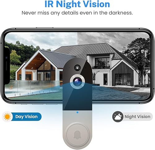Miniatura 6 de Timbre de video inalámbrico inteligente 1080P, detección humana AI, WiFi 2.4G, conversación bidireccional, funciona con pilas, visión nocturna,