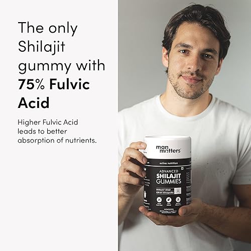 Miniatura 2 de Man Matters Gomitas Shilajit puras del Himalaya de 4000 mg sin azúcar añadida I KSM-66 Ashwagandha, Gokshura  75% más de ácido fúlvico y 85+