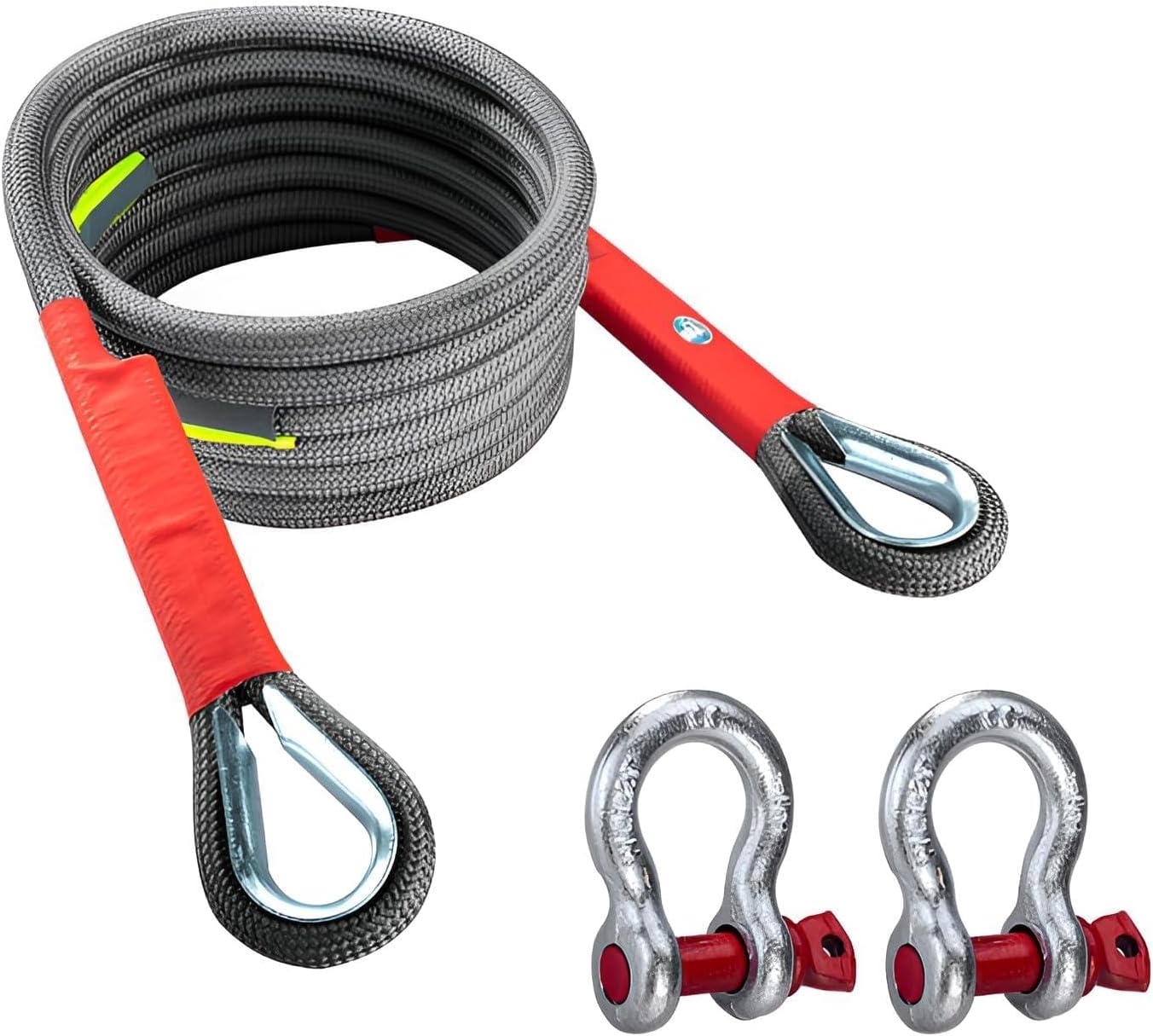 [Yizibuur]緊急脱出用牽引ロープ 車用 耐摩耗ポリエステル製 衝撃吸収U字フック搭載 防災備品として常備推奨 大35トン耐荷