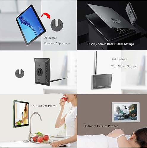 Miniatura 4 de NOTMBESTM Soporte de pared universal para tableta, ajustable, giratorio de 90 grados, apto para iPadKindlee-Reader y más (paquete de 2) (negro)