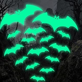 30Pcs Halloween Party Supplies Hallween Decorations Bats Wall Decor, Glow in The Dark Bats, Large Luminous Hanging Bats Halloween Decorations for Outdoor Decor, Indoor Decor, Yard, Party, Porch Decor