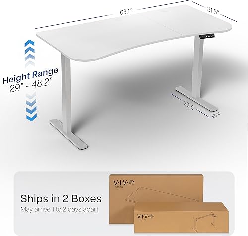 Vista 614 de VIVO DESK-KIT-1W6G - Escritorio eléctrico de pie de 60 x 24 pulgadas, ajuste de altura de memoria, serie 1B, parte superior de nogal oscuro de una