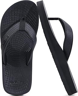 Men's Rubber Flip Flops Trendy Summer Beach Pool Shower Sandals with Yoga Mat Non-slip Outdoor Cushion Soles