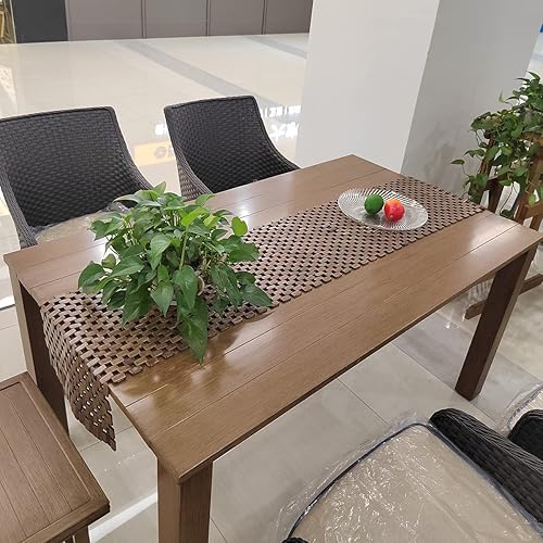 Miniatura 7 de HJJKKH Camino de mesa de bambú de 71 x 14.2 pulgadas, tapete de mesa de bambú, camino de mesa tradicional hecho a mano, camino de mesa de madera de