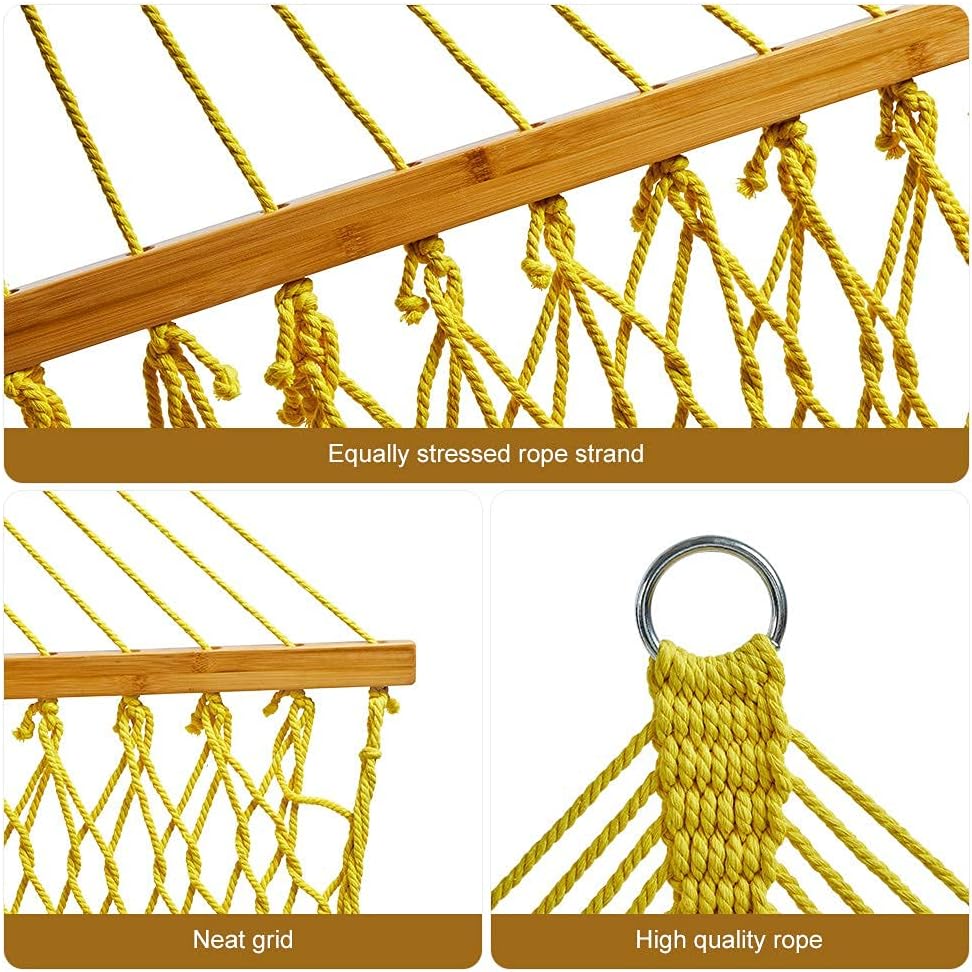 VALLEYRAY Hammock with Spreader Bars, Double Hammock with Wooden Spreader Bar and Chains for 2 Persons, 450 Capcity.