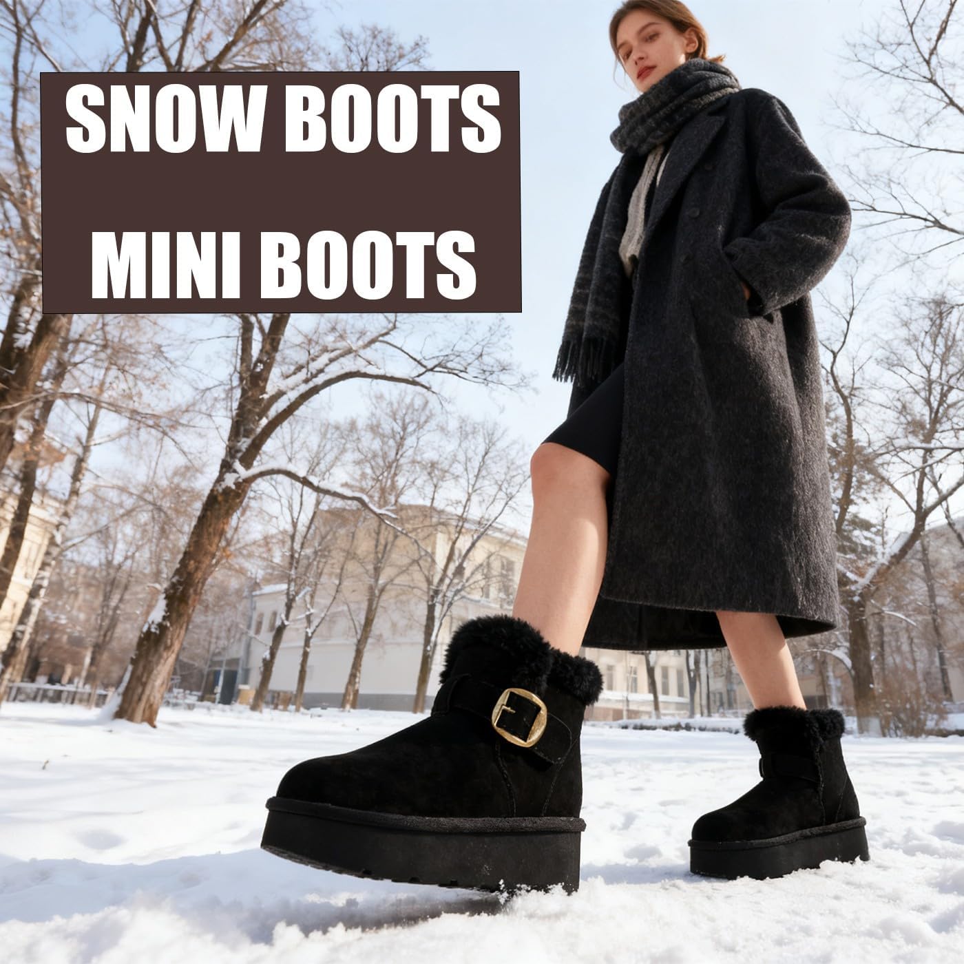Hsyooes Womens Snow Boots Genuine Suede Leather Mini Boots Anti-Slip Outdoor Winter Ankle Booties Water Resistant Warm Faux Fur Lining - Image 6