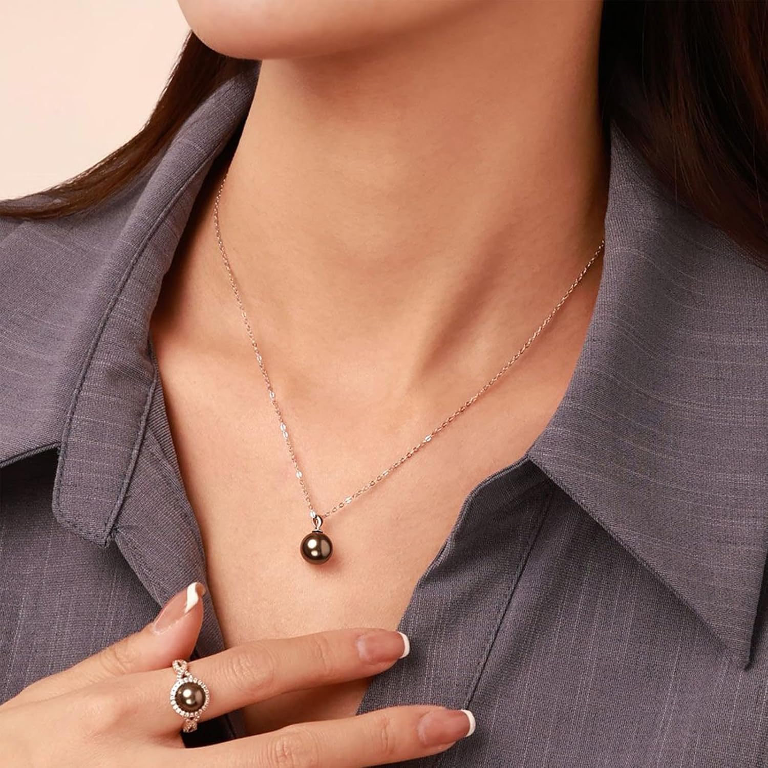 Hi Pearl Tahitian Black Pearl Necklace for Women 10mm AAA Quality Handpicked Nature Tahitian Black Pearls, Real Black Pearls Jewelry Gifts for Women Wife Mom, 18'' with Extender