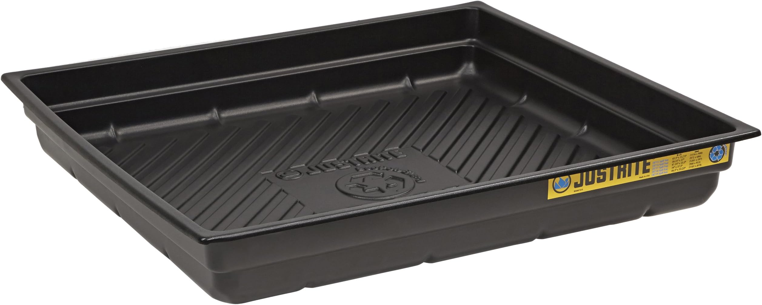 Justrite 28718 EcoPolyBlend Polyethylene Spill Tray, 37-3/4" Width x 5-1/2" Height x 34" Depth, Green