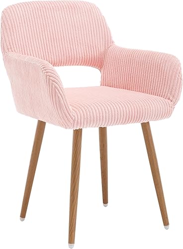 Miniatura 39 de KCC Silla de escritorio peluda, silla de piel sintética moderna de mediados de siglo para niñas adolescentes, cómodo sillón con patas de metal