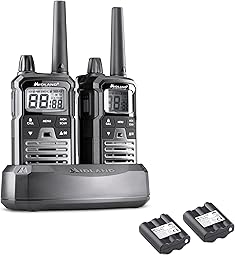 Midland XT70 PRO Doble, Walkie Talkie Profesional de Carga Rápida, 101 Canales PMR446 y Canal RRM, 142 Tonos CTCSS, Resistente al Agua IPX4, Recargable con USB, Alcance 12 Km, Negro/Gris, 2 Unidades