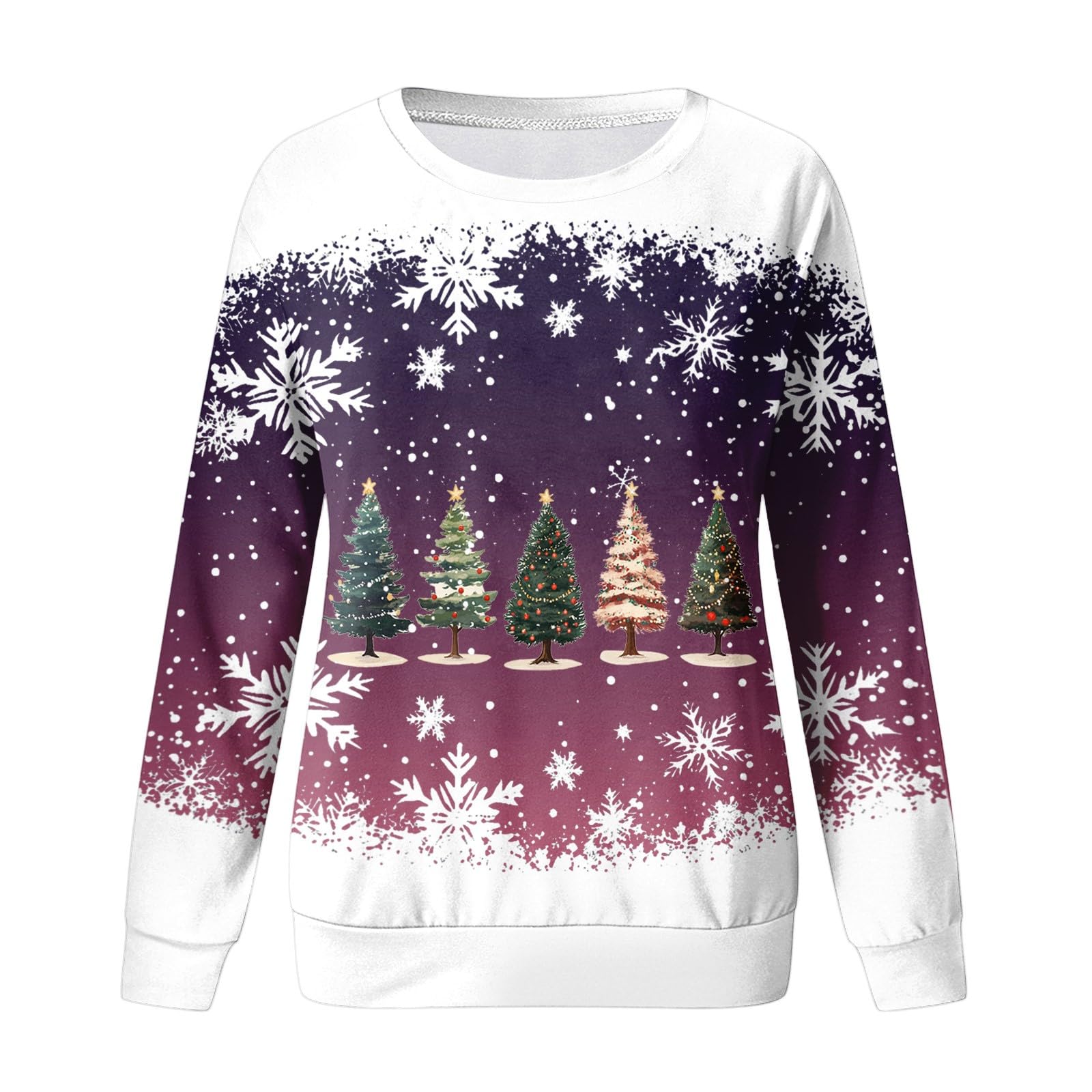 Damen Sweatshirt mit Taschen Sweatshirt für Damen Mädchen mit 3D Weihnachtsbaum Aufdruck.