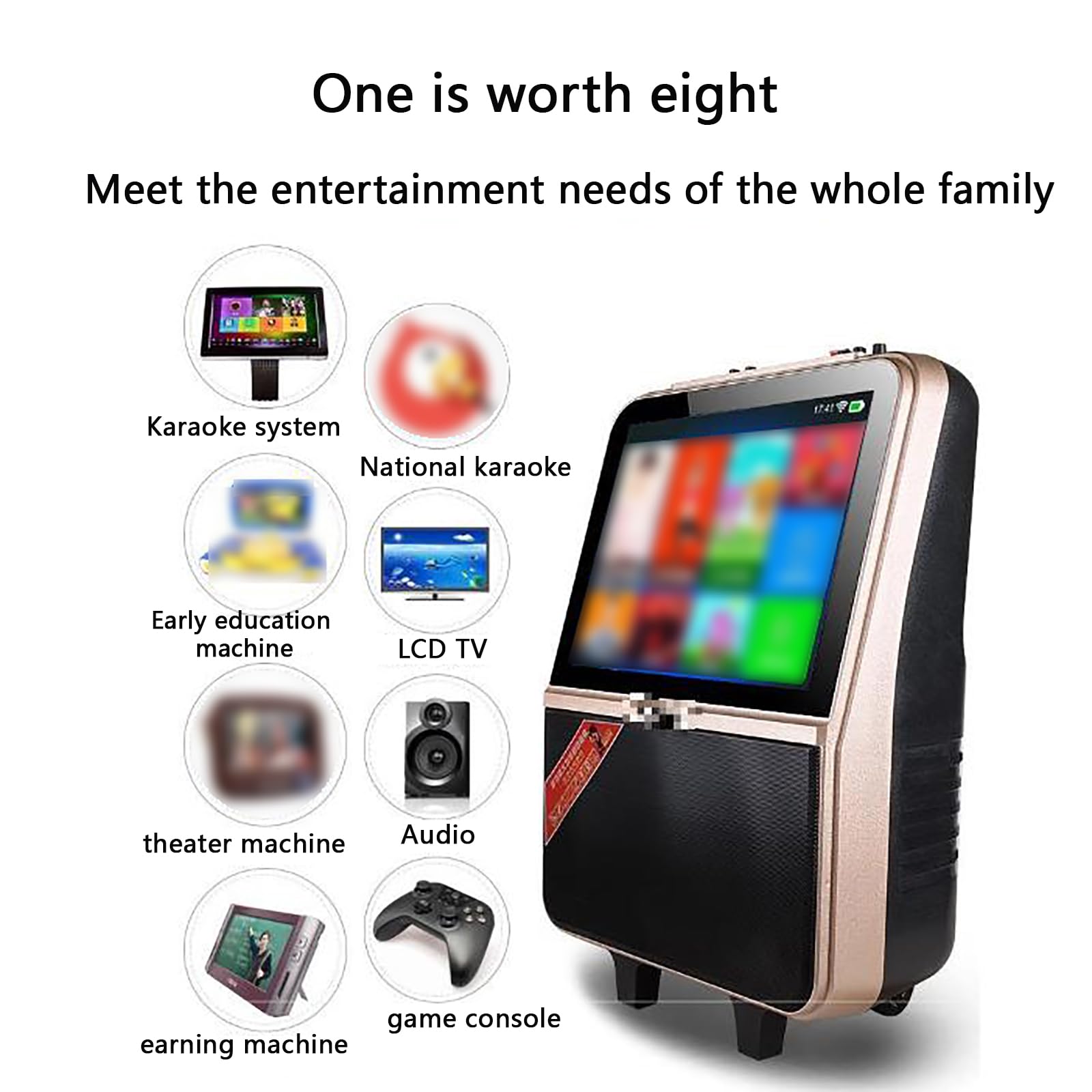 Macchina per Karaoke con 2 microfoni Wireless, connessione Intelligente + Schermo dello Stesso Telefono Cellulare, Ideale per Balli di Gruppo all;Aperto.