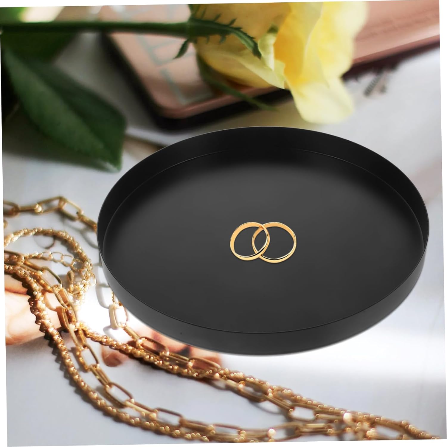 30m Metal Ring Dish Decorative Trinket Plate Dressing Table Jewelry Holder Decorative Jewelry Tray Metal Organizer Round Trinket Holder Trays Desktop Plate Smooth Surface Easy to