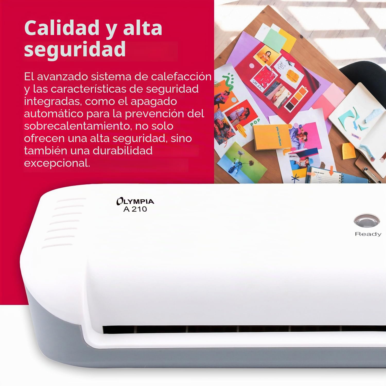 Olympia A210 Plastificadora 4 en 1 A4 | Juego de Laminación A4 | Laminadora | Calefacción Rápida | Laminadora, Cortadora de Papel y Redondeadora de Esquinas | Ideal para Oficina, Escuela y Hogar |