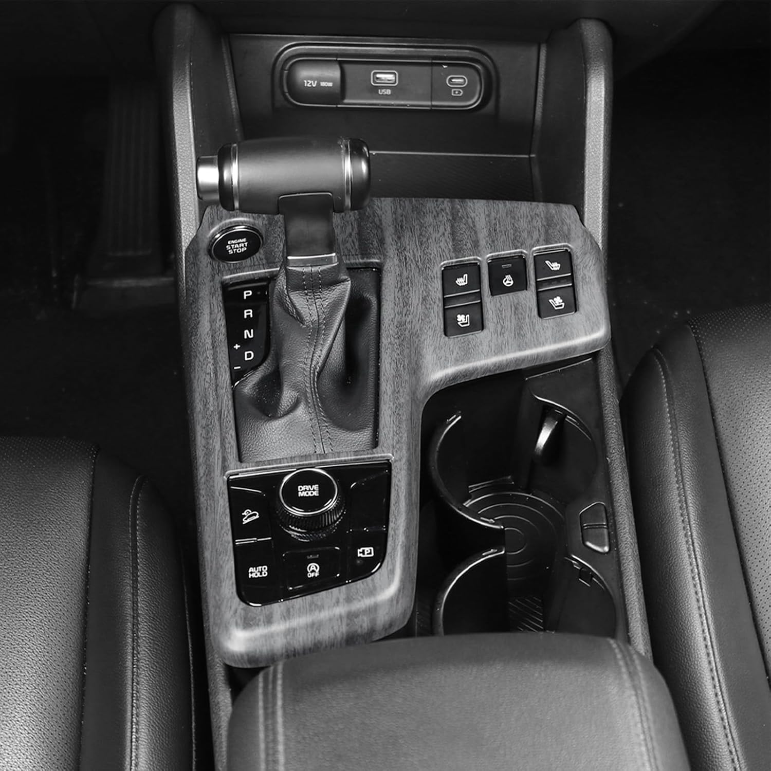 Compatible with 2023 2024 2025 2026 Kia Sportage Accessories Grain Car Manual Gear Shift Panel Cover Interior Trim (Wood Grain)