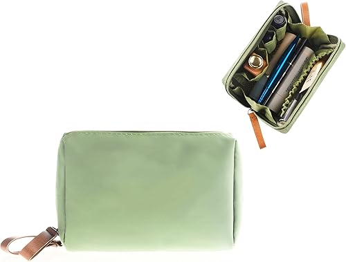 Miniatura 2 de Kososuru Pequeña bolsa de maquillaje para monedero, portátil, impermeable, bolsa de cosméticos de viaje, bolsa de maquillaje para mujeres, Verde,