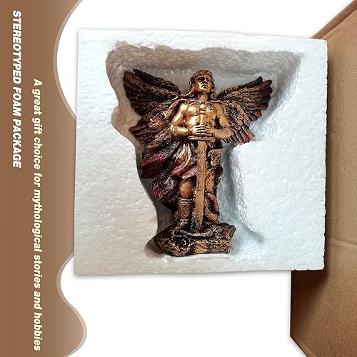 Miniatura 10 de Escultura de ángel, decoración de alas doradas, estatuas de bronce, adornos de resina para el hogar, figuras de arte coleccionables, hechas a mano,