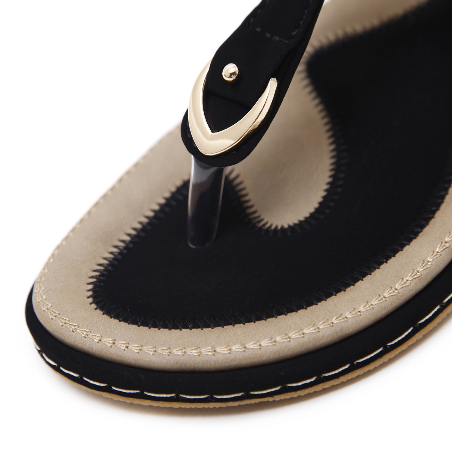 CARETOO Sandales Femme Plates Été Bohème PU Tongs Élégant Confortable Plage Sandales Souple Pantoufles