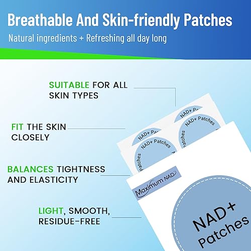 Miniatura 2 de Parches NAD+ para mujeres y hombres con parches de nicotinamida y resveratrol-30, fórmula premium de liberación prolongada de 8 horas, veganos
