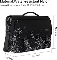 Vista 9 de MATEIN Bolsa tipo mensajero para hombres, mochila escolar para adolescentes, ligera de 17.3 pulgadas, maletín para laptop grande, bolsa cruzada