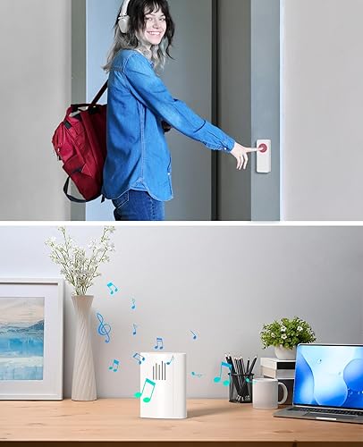 Miniatura 6 de SURNICE - Timbre de puerta inalámbrico, impermeable IP55 que funciona a 1300 pies con 63 melodías, placa de nombre (versión de batería)