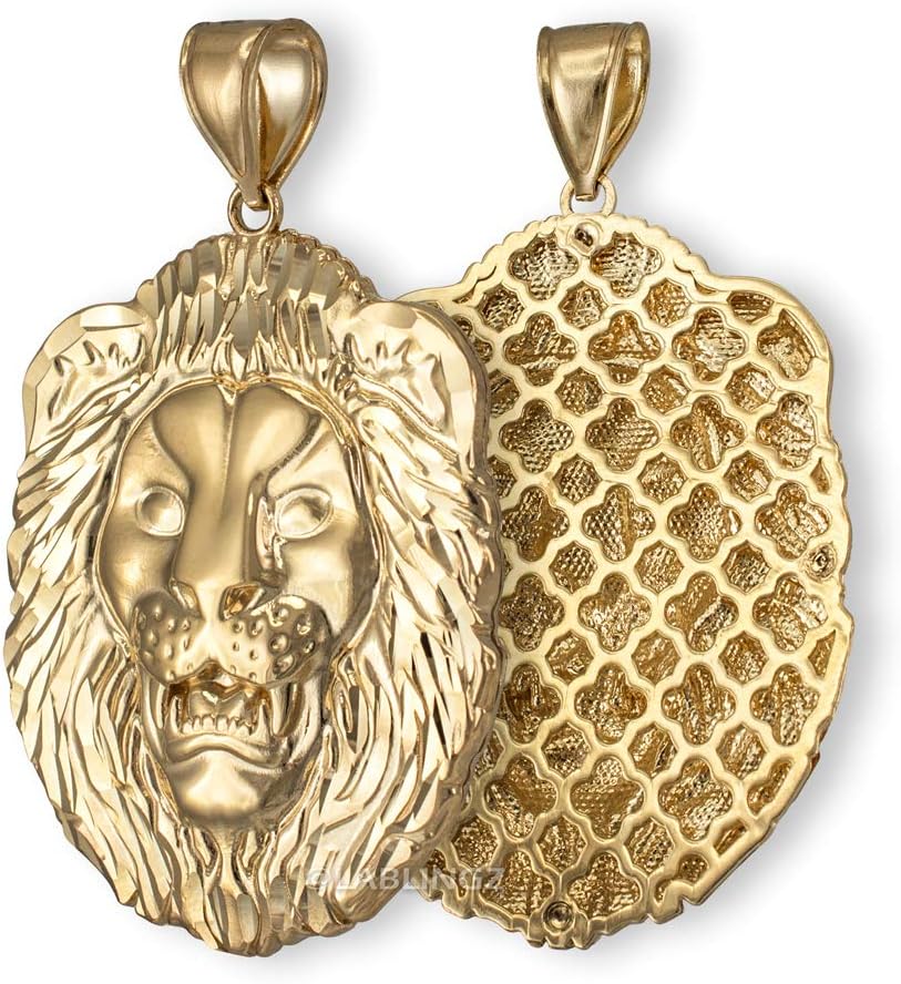 10K Yellow Gold Lion Face DC Pendant Necklace - Image 3