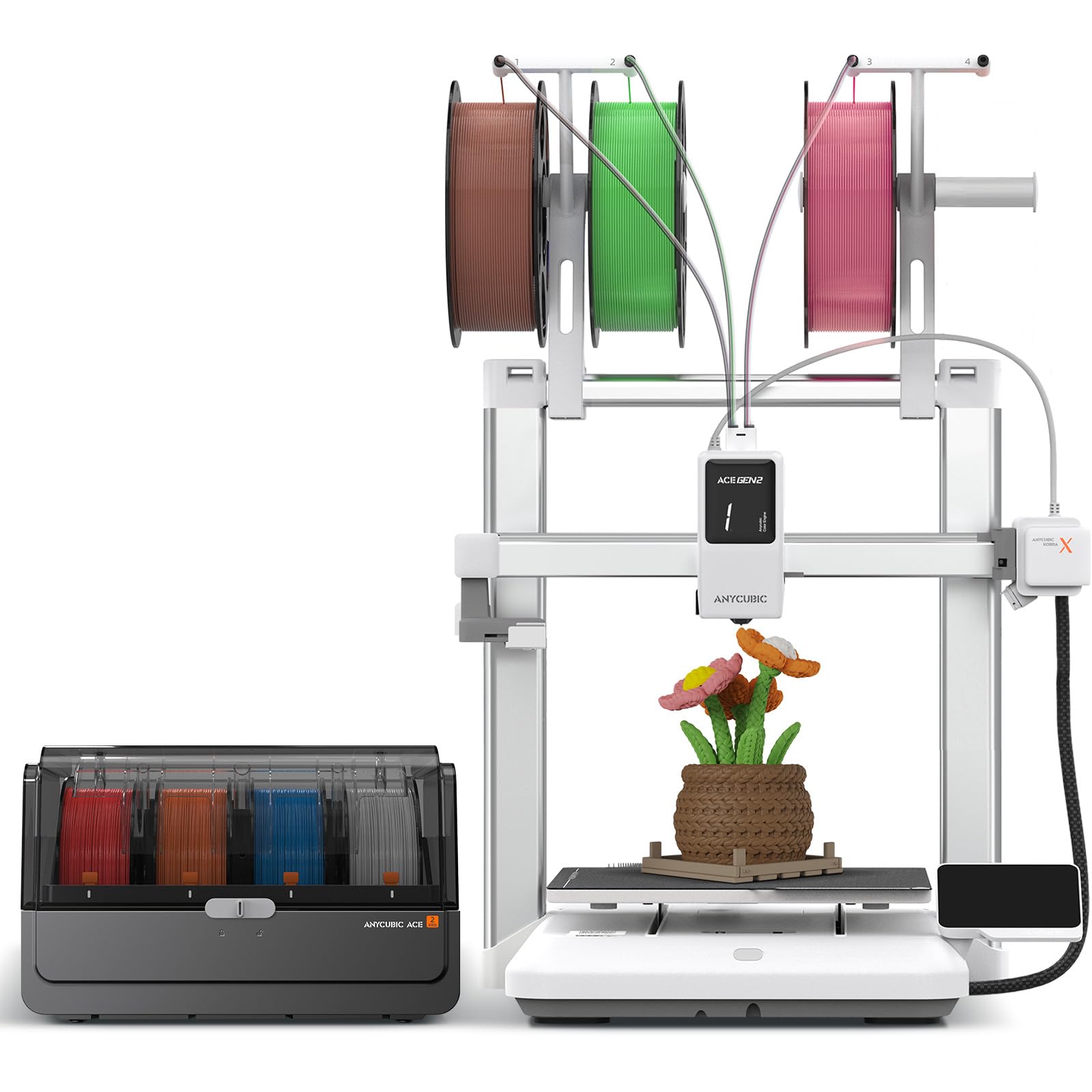 ANYCUBIC Kobra X Combo Impresora 3D,Impresión Rápida 600mm/s,Impresión Multicolor hasta 19 Colores,Secado Activo, LeviQ 3.0 Automatic Leveling,300 °C Hotend Metálico,Tamaño de Impresión 260x260x260mm