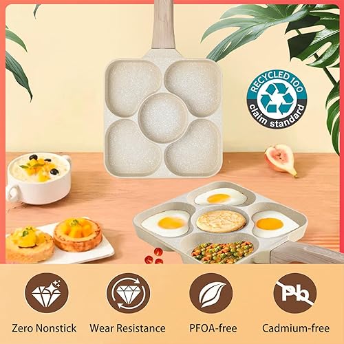 Miniatura 3 de JUSTUP Sartén antiadherente para tortilla de 5 tazas, sartén saludable de granito de aluminio para panqueques, sartén con mango resistente al calor,