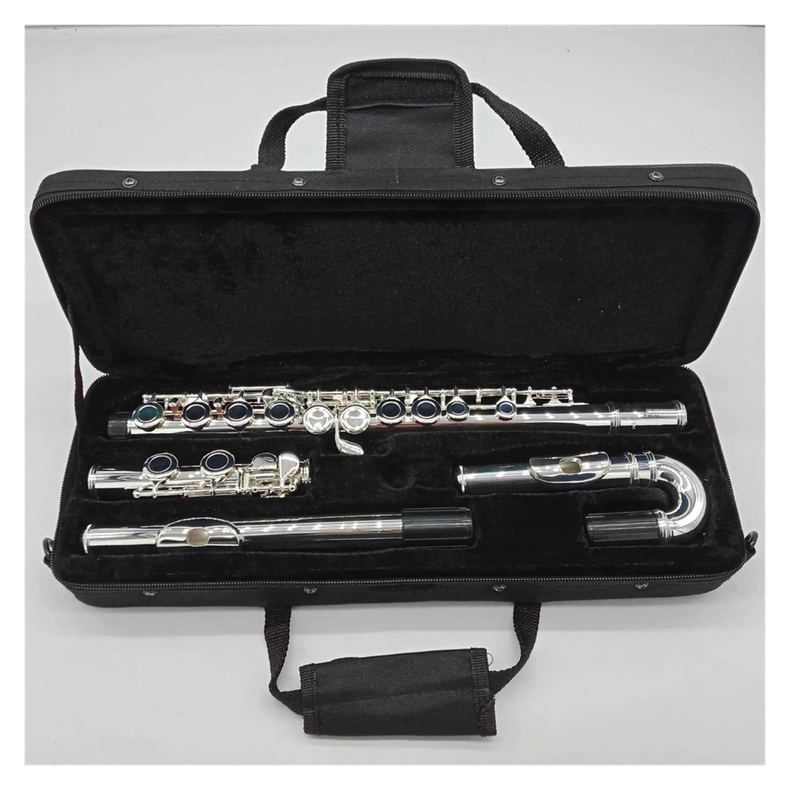 TSTS Flauto traverso Flauto Professionale Strumento per Flauto Placcato Argento Studente Intermedio Flauti con Testata Curva 16 Fori Chiave E Chiusa