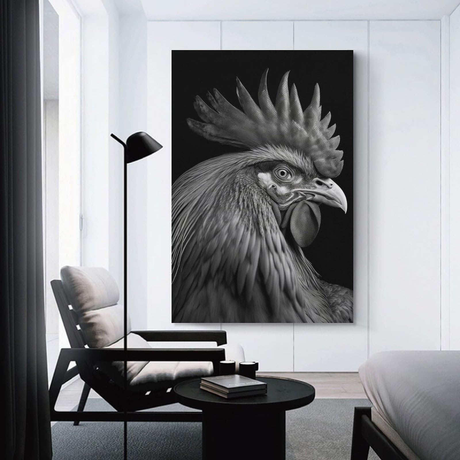 Junmoney Canvas Wall Decor Portrait of A Rooster, 20x30inch(50x75cm), for Gallery Wall Layouts in Home Or Office, Home Wall Art for Statement Displays