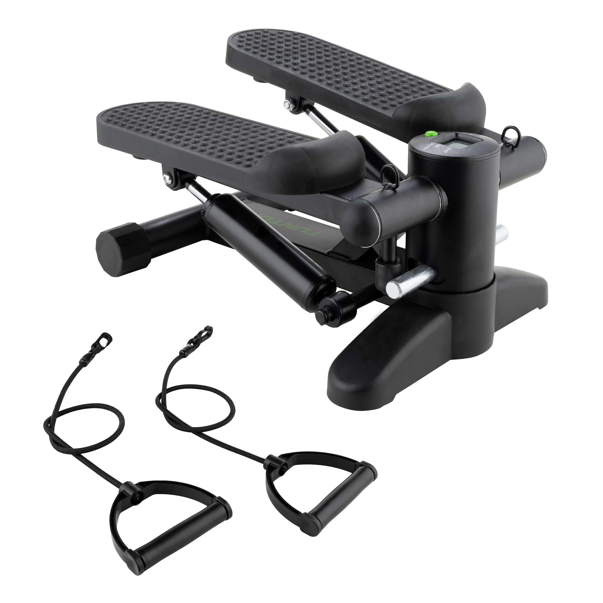 Tunturi Stepper – Stepper Fitness – Monte-escalier – Step Aérobic – Fitness – avec écran et Bandes de résistance – Noir