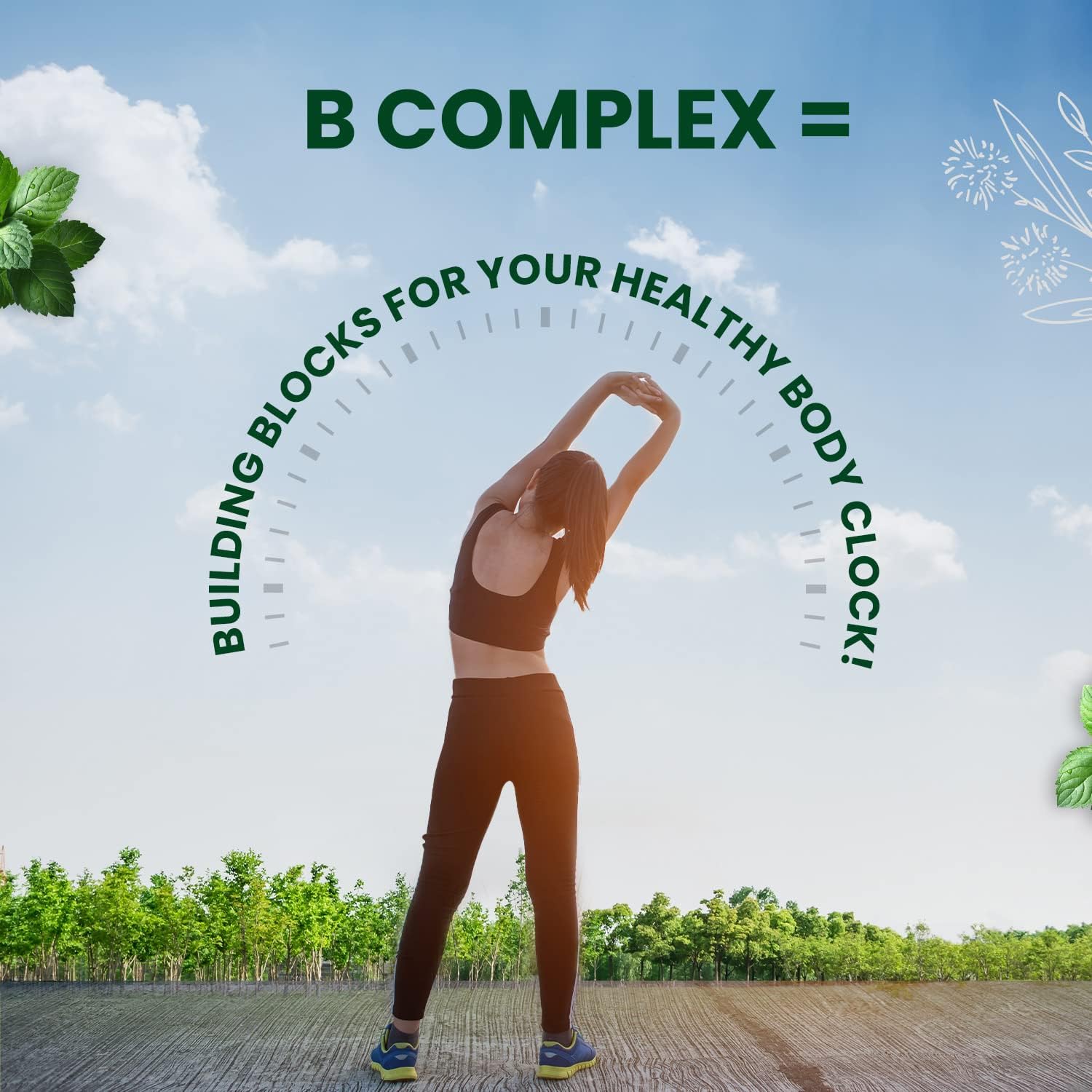 Himalayan Organics Vitamin B Complex with 100% RDA B1, B2, B3, B5, B6, B9 & B12 | 120 Veg Tablets