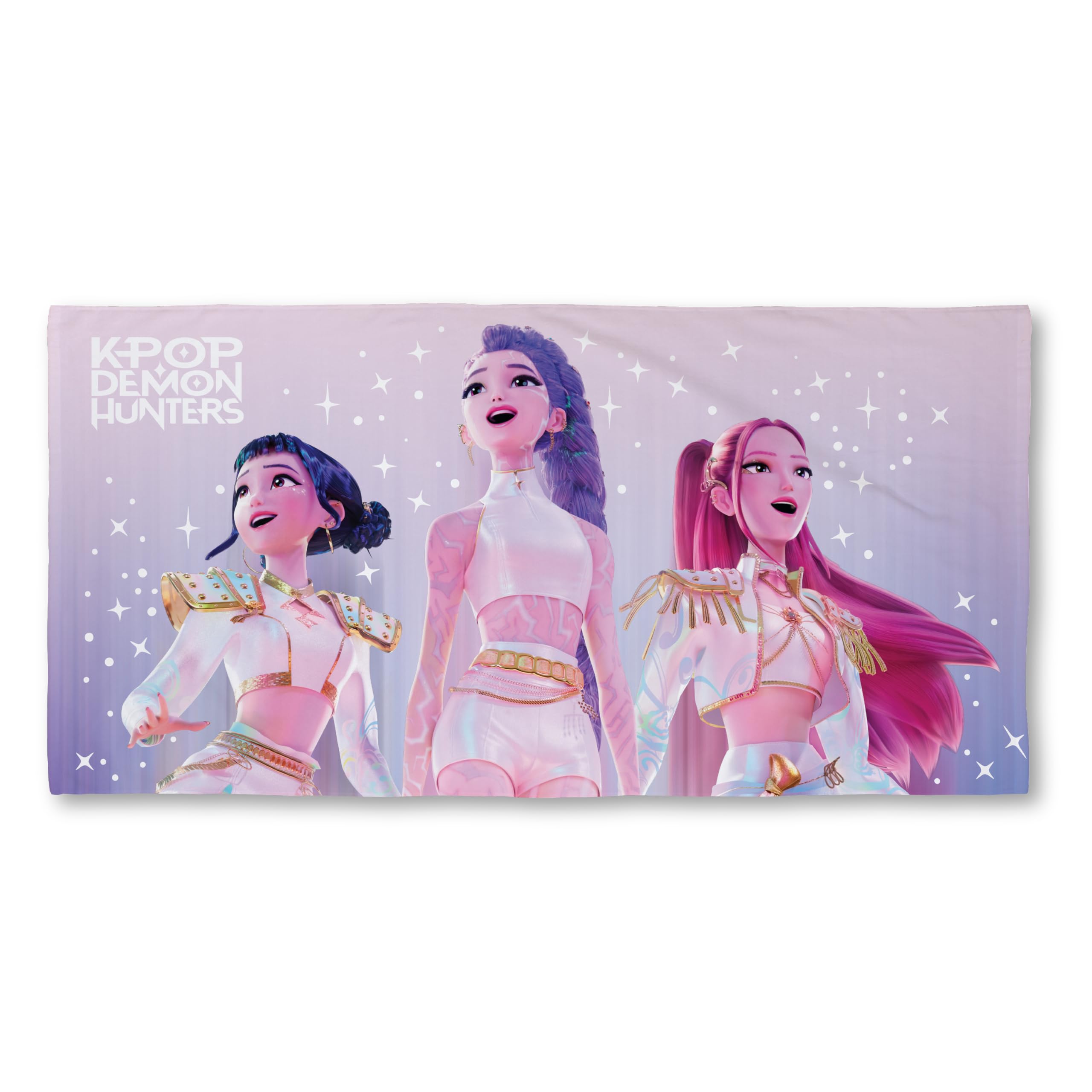 Toalla con Licencia Oficial de K-Pop Demon Hunters | Tacto Supersuave, diseño Celestial hogar, el baño, la Playa y la Piscina | 100% algodón | 140 cm x 70 cm