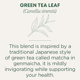 Traditional Medicinals Tea, Organic Green Tea Matcha, Genmaicha, Supports Health, Kosher, Non-GMO, Caffeine-Free, Compostable - 96 Tea Bags (6 Pack)