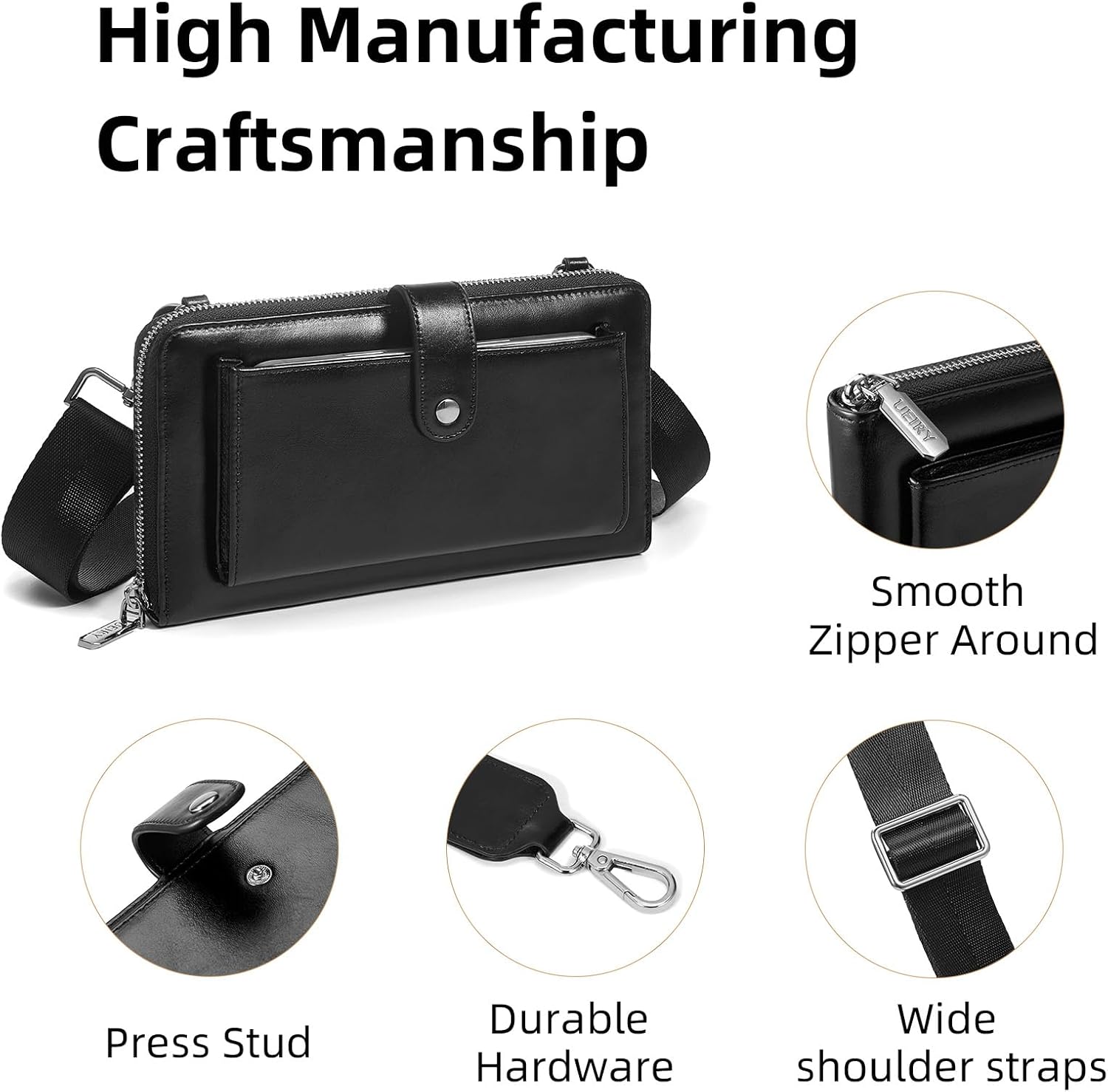 RFID Crossbody Wallet Wristlet Purse for Women,Vegan Leather Small Clutch with Phone Pocket Multiple Credit Card Slots - Image 6