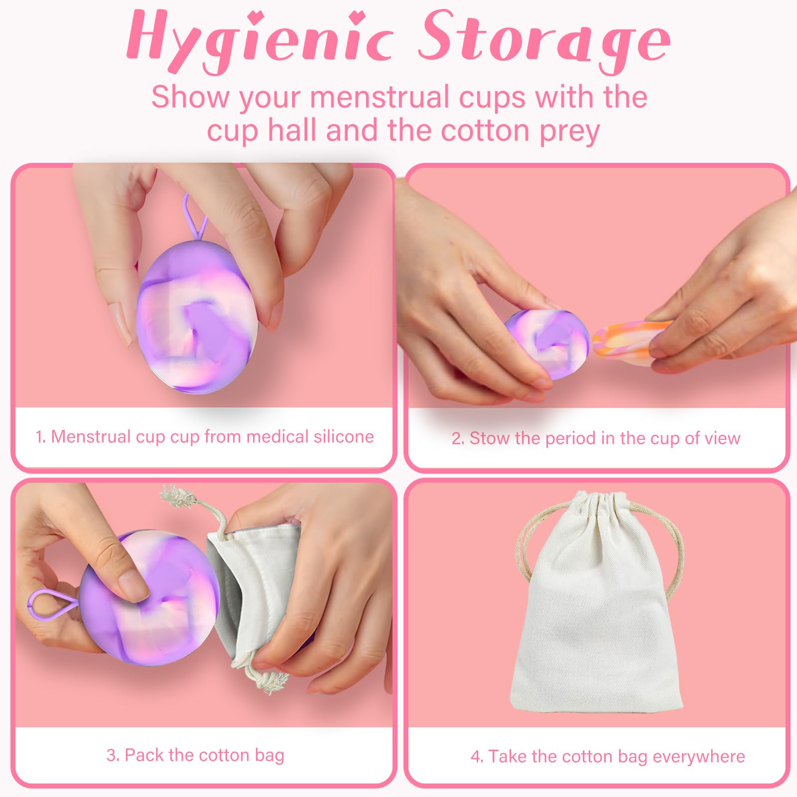 2 Pezzi di Disco Menstruale, Coppa Mestruale con Periodi Della Dimensione M+L, Tazza Mestruale Riutilizzabile Realizzata in Silicone Medico al 100% per Donne Sport, Nuoto e Intimità Attive