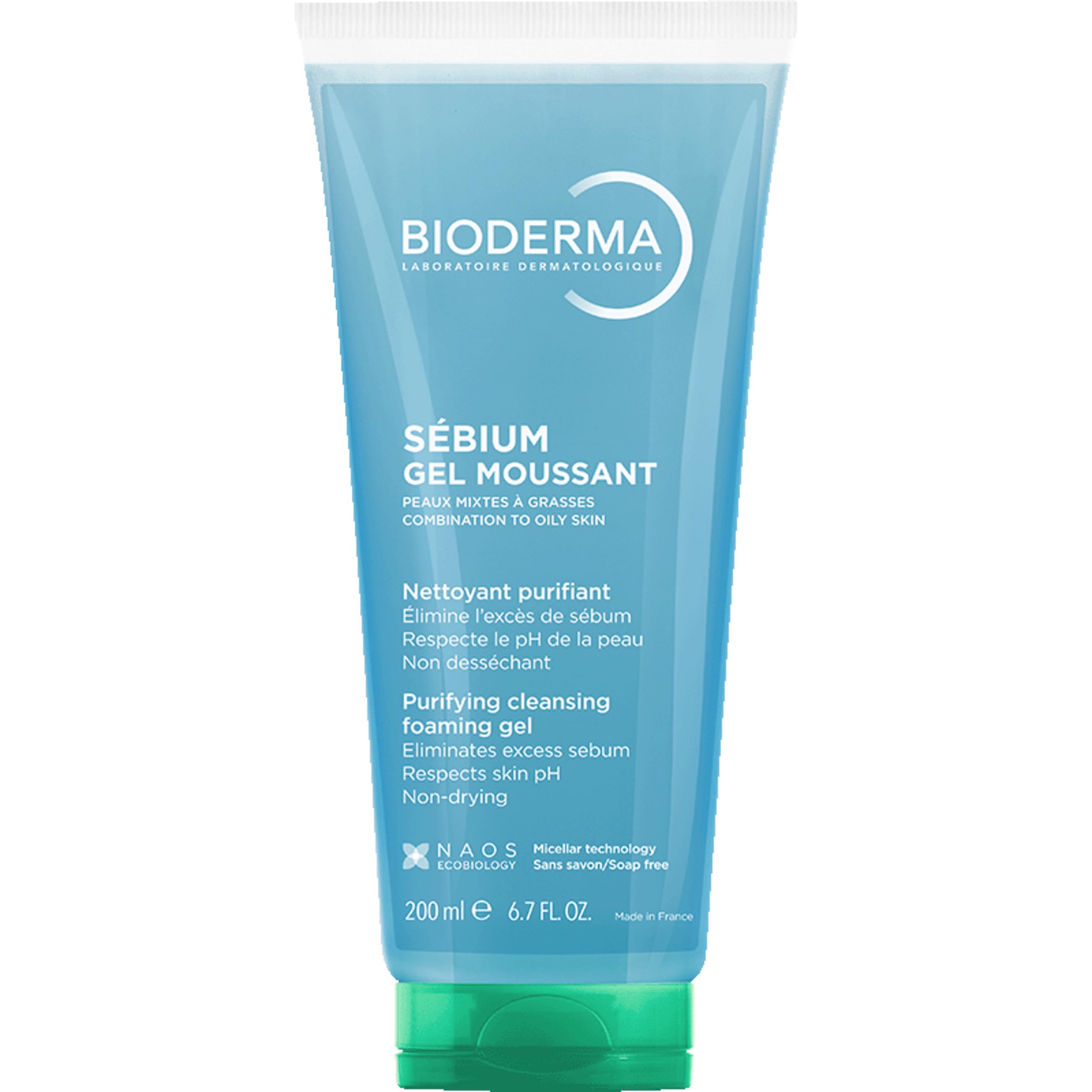 BIODERMA Sébium Gel Moussant – Nettoyant purifiant doux – Élimine l’excès de sébum et les impuretés – Peaux mixtes à grasses – Prescrit par des dermatologues – Tube 200 ml