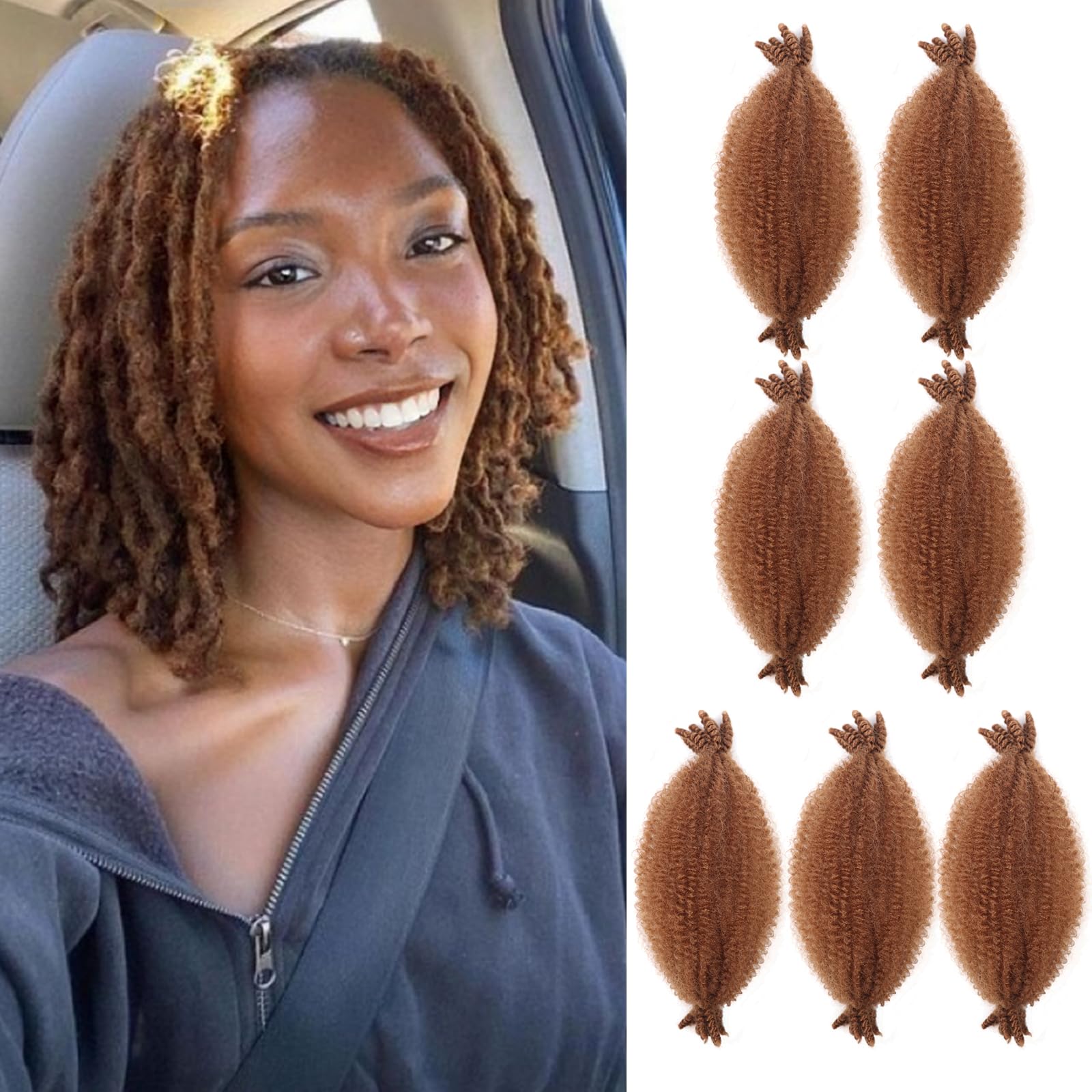 8 Inch Marley Twist Braiding Hair 7 packs Pre Separated Springy Afro Twist Hair Soft Synthetic Crochet for Distressed Faux Locs Spring Twist Hair