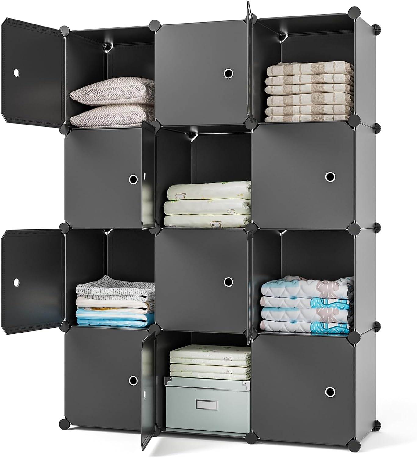 GIMTRR Closet Organizer, 12Cube Storage with Doors, Closet