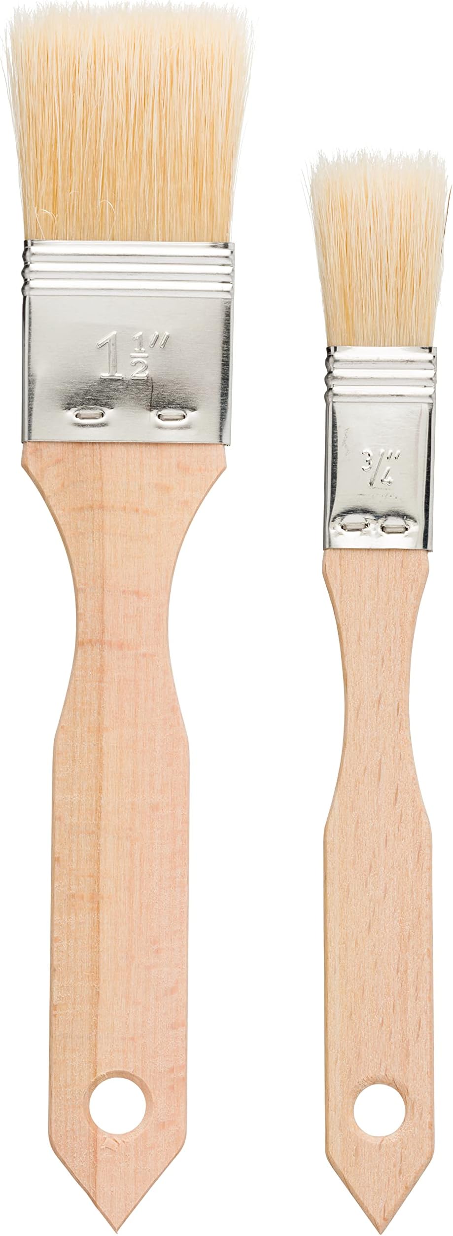 Pastry Brushes Set with Untreated Beechwood Handles - 2 Different Sizes - Multi-purpose Brushes - Natural Bristle Basting Brush for Glazing and More - Wood Pastry Brush German Designed
