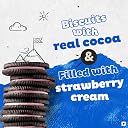 Oreo Cadbury Strawberry Flavour Cream Sandwich Biscuit Refined Wheat Flour,Cocoa Solids, 113.75 Gram, Pack Of 10 gallery image