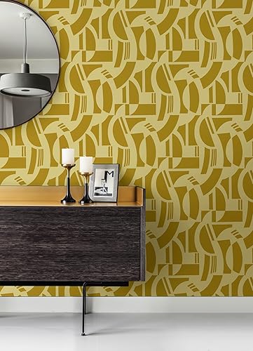 Miniatura 3 de Scott Living Carter Gold Geometric Flock Papel pintado