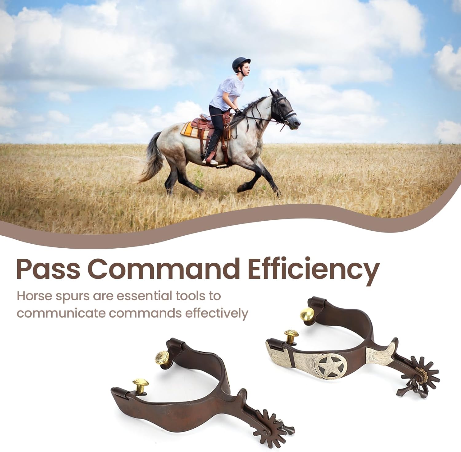 2PCS Antique Cowboy Spurs, Western Style Spurs for Cowboy Boots Black Stainless Steel Spurs with Gear Elegant Low Carbon Steel Horse Spurs for Equestrian Competition