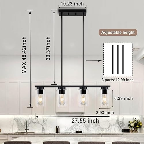 Miniatura 5 de Lámpara de comedor, lámparas de araña para comedor, luces lineales de isla para isla de cocina, lámpara de 4 luces para comedor, lámpara moderna