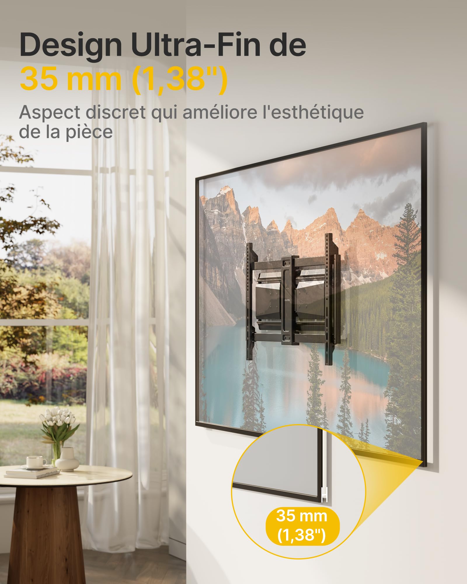 monTEK Support TV Mural Ultra Fin Renforcé 37-90 Pouces