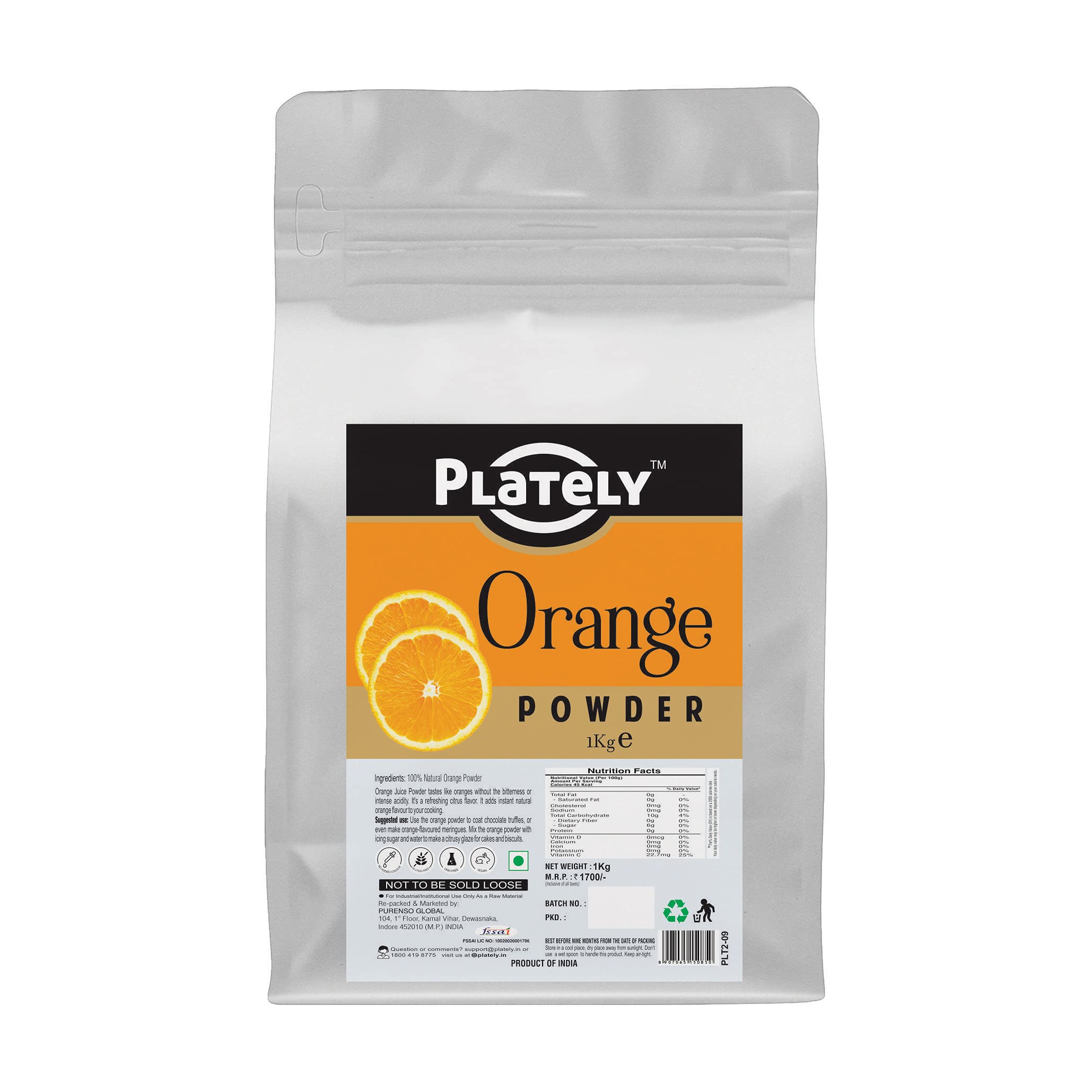 Plately - 100% Orange Powder, 1Kg