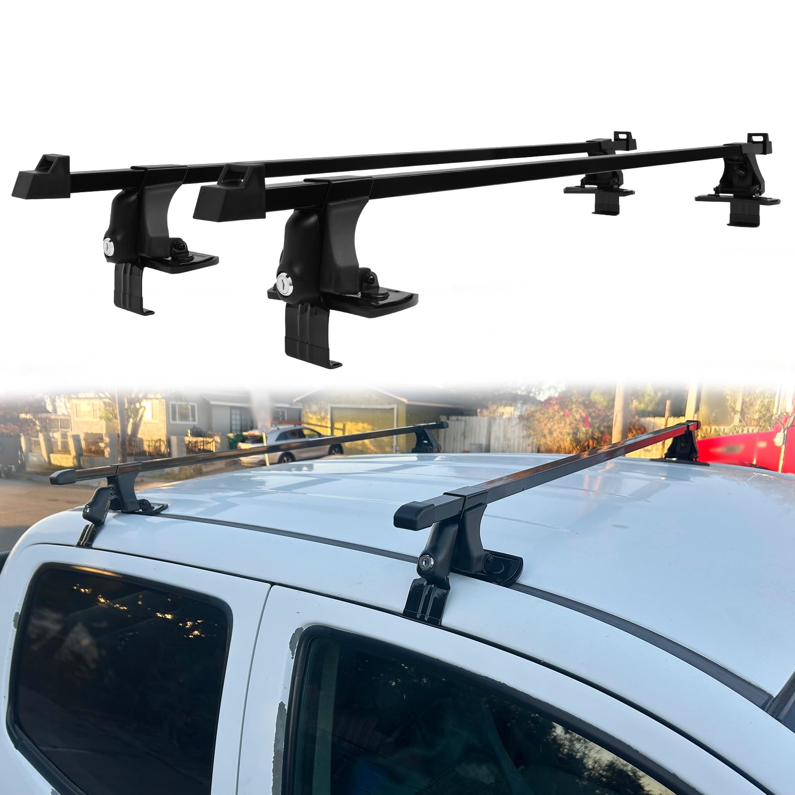 54" Universal Roof Rack Cross Bars,Car Top Roof Rack Cargo Bars with Anti-Theft Lock Adjustable,Luggage Cargo Carrier,165 lbs Load Capacity,Without Side Rail for SUVs,Vans,Sedans