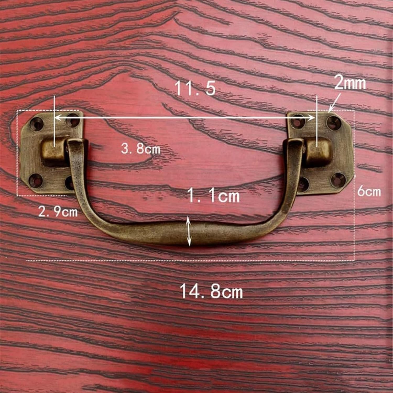 Antique Bronze Drop Pulls, 2 Pack Solid Brass Cabinet Handles, Vintage Drawer Pulls for Trunk Suitcase Cabinet Door Gate Hardware Set(Brass,2 Pieces)